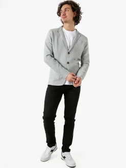 Enos Jeans Blazer da uomo in maglia con bottoni - grigio
