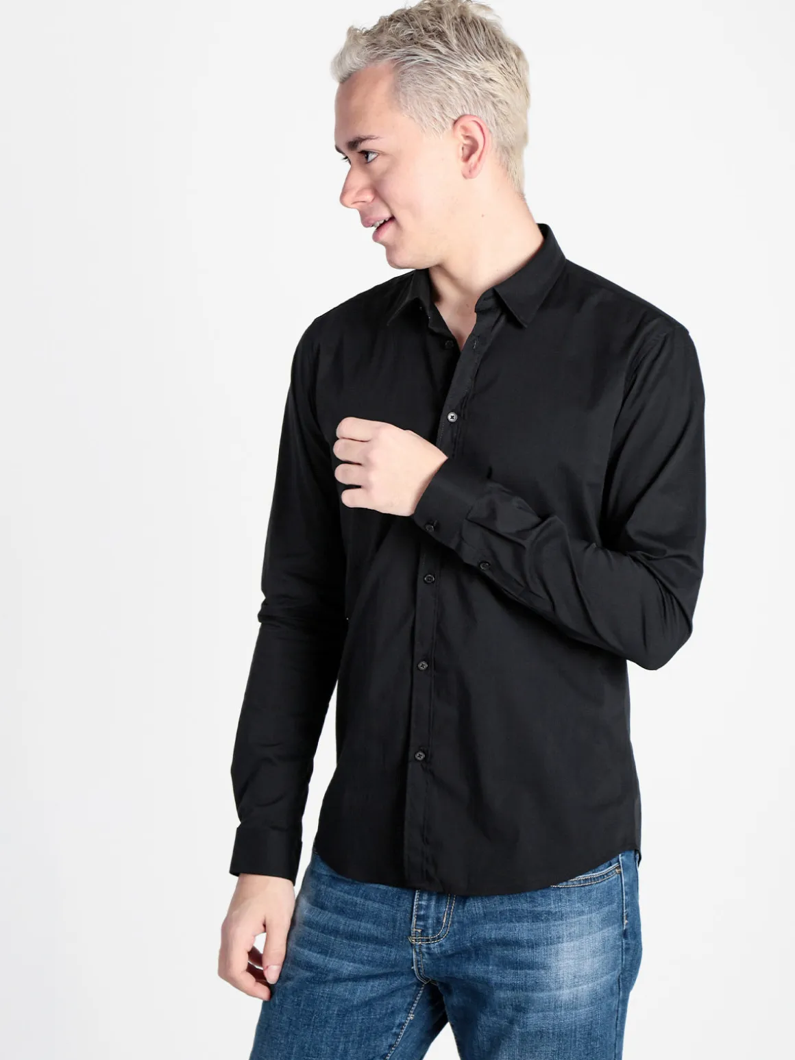 Enos Jeans Camicia da uomo slim fit a maniche lunghe