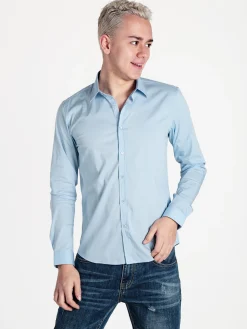 Enos Jeans Camicia da uomo slim fit a maniche lunghe