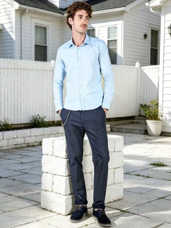 Enos Jeans Camicia da uomo slim fit a maniche lunghe