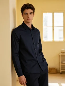 Enos Jeans Camicia da uomo slim fit a maniche lunghe