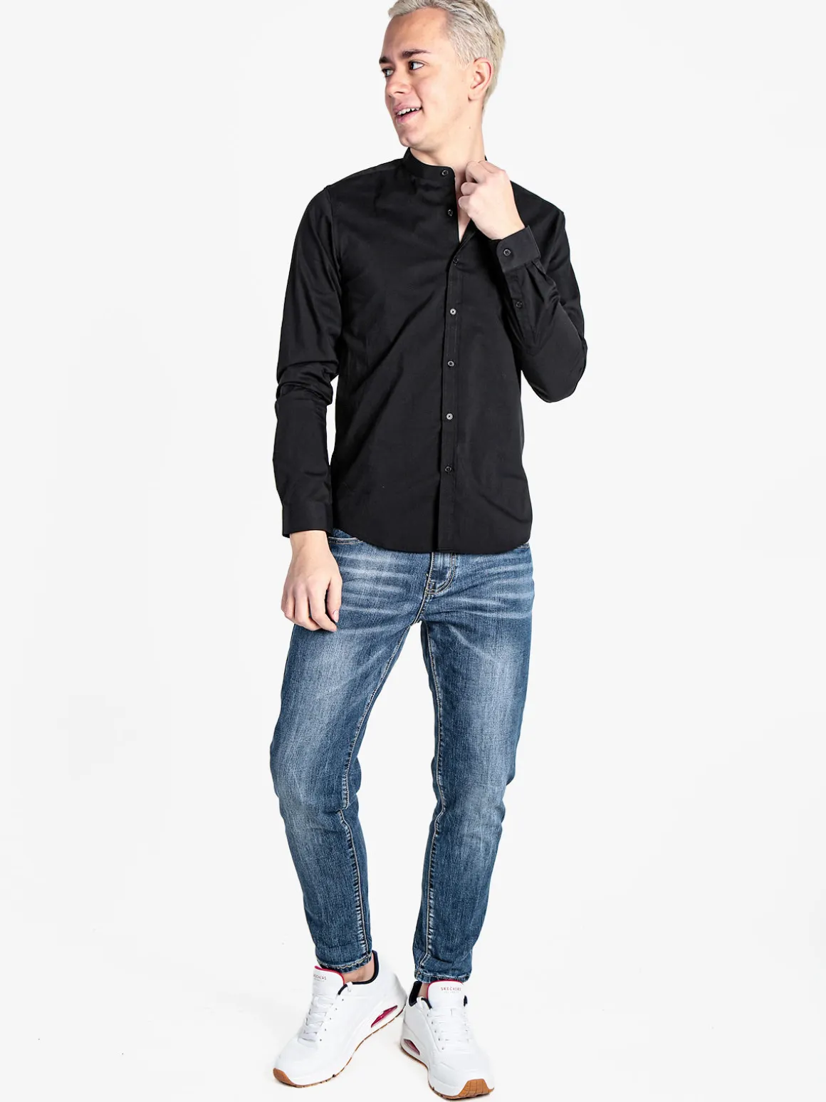Enos Jeans Camicia uomo slim fit con colletto alla coreana