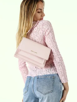 Enrico Coveri Borsa donna rigida in ecopelle con patta - rosa