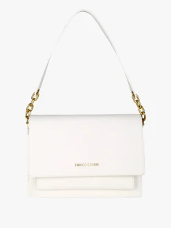 Enrico Coveri Borsa donna rigida in ecopelle con patta - bianco
