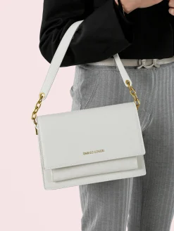 Enrico Coveri Borsa donna rigida in ecopelle con patta - bianco