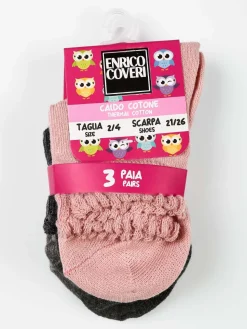 Enrico Coveri Calze corte da bambina in caldo cotone 3 paia