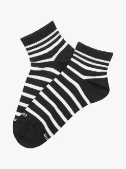 Enrico Coveri Calze corte da donna a righe in cotone mercerizzato - nero