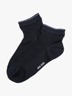 Enrico Coveri Calze corte da donna in cotone mercerizzato - blu scuro