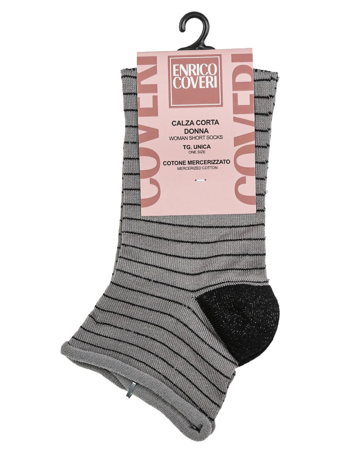 Enrico Coveri Calze corte da donna in cotone mercerizzato - grigio scuro