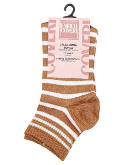 Enrico Coveri Calze corte da donna a righe in cotone mercerizzato - blu scuro