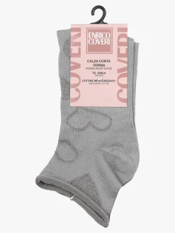 Enrico Coveri Calze corte da donna con ricami a cuori - grigio