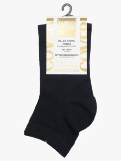 Enrico Coveri Calze corte da donna in cotone mercerizzato - blu scuro
