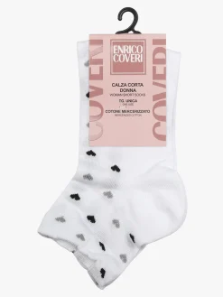 Enrico Coveri Calze corte da donna con cuori - bianco