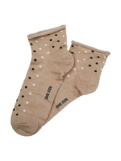 Enrico Coveri Calze corte da donna con ricami a cuore e bordo a volant - khaki