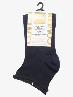 Enrico Coveri Calze corte da donna in cotone mercerizzato - blu scuro