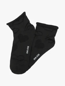 Enrico Coveri Calze corte da donna con ricami a cuori - nero