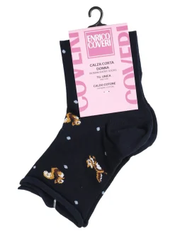 Enrico Coveri Calze corte da donna in caldo cotone - blu scuro