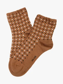 Enrico Coveri Calze corte da donna in caldo cotone a pois - cammello