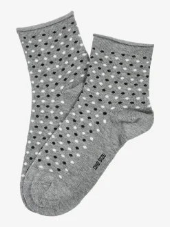 Enrico Coveri Calze corte da donna in caldo cotone a pois - grigio