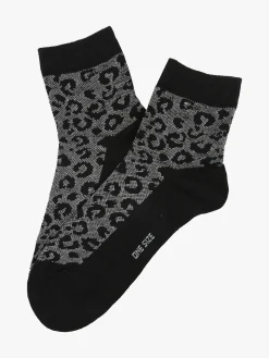 Enrico Coveri Calze corte da donna in caldo cotone animalier - nero