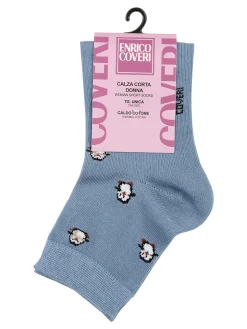 Enrico Coveri Calze corte da donna in caldo cotone - azzurro