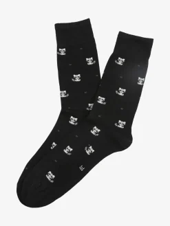 Enrico Coveri Calze corte da uomo in caldo cotone con stampe - nero