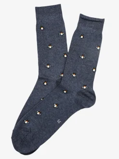 Enrico Coveri Calze corte da uomo in caldo cotone con stampe disegni - jeans
