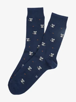 Enrico Coveri Calze corte da uomo in caldo cotone con stampe - blu