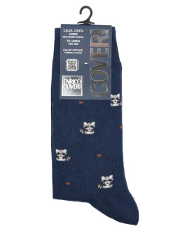 Enrico Coveri Calze corte da uomo in caldo cotone con stampe - blu