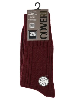 Enrico Coveri Calze corte da uomo morbide in caldo cotone - bordeaux