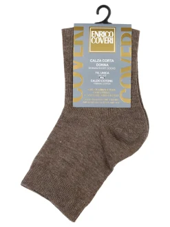 Enrico Coveri Calze corte donna in caldo cotone - fango