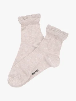 Enrico Coveri Calze corte donna in caldo cotone con bordo volant - beige