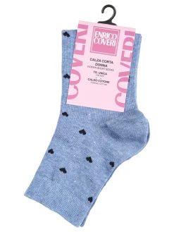 Enrico Coveri Calze corte donna cuori in caldo cotone - jeans