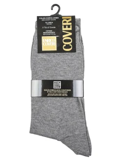 Enrico Coveri Calze corte rimagliate da uomo in filo di scozia - grigio scuro