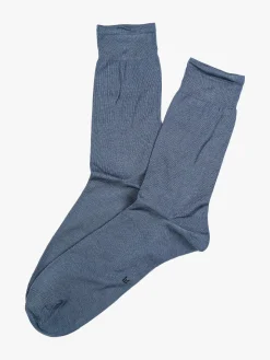 Enrico Coveri Calze corte rimagliate da uomo in filo di scozia - jeans