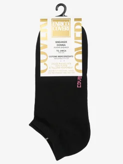 Enrico Coveri Calze corte sneaker da donna in cotone mercerizzato - nero