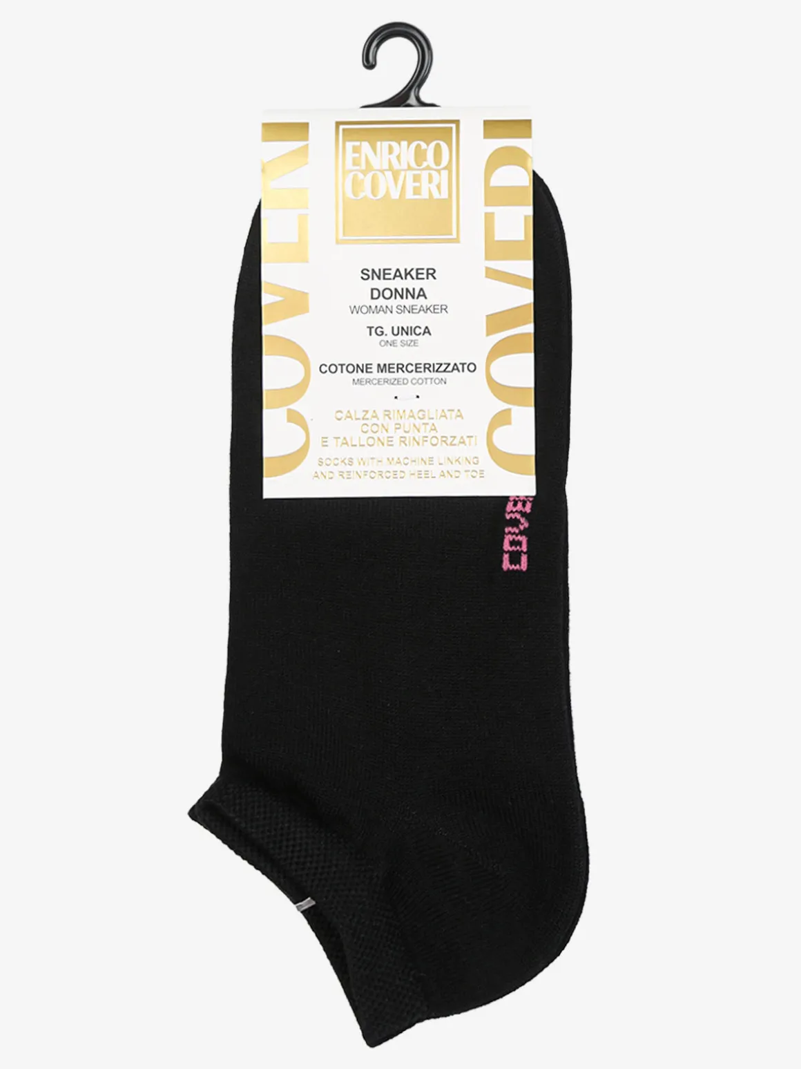 Enrico Coveri Calze corte sneaker da donna in cotone mercerizzato - nero