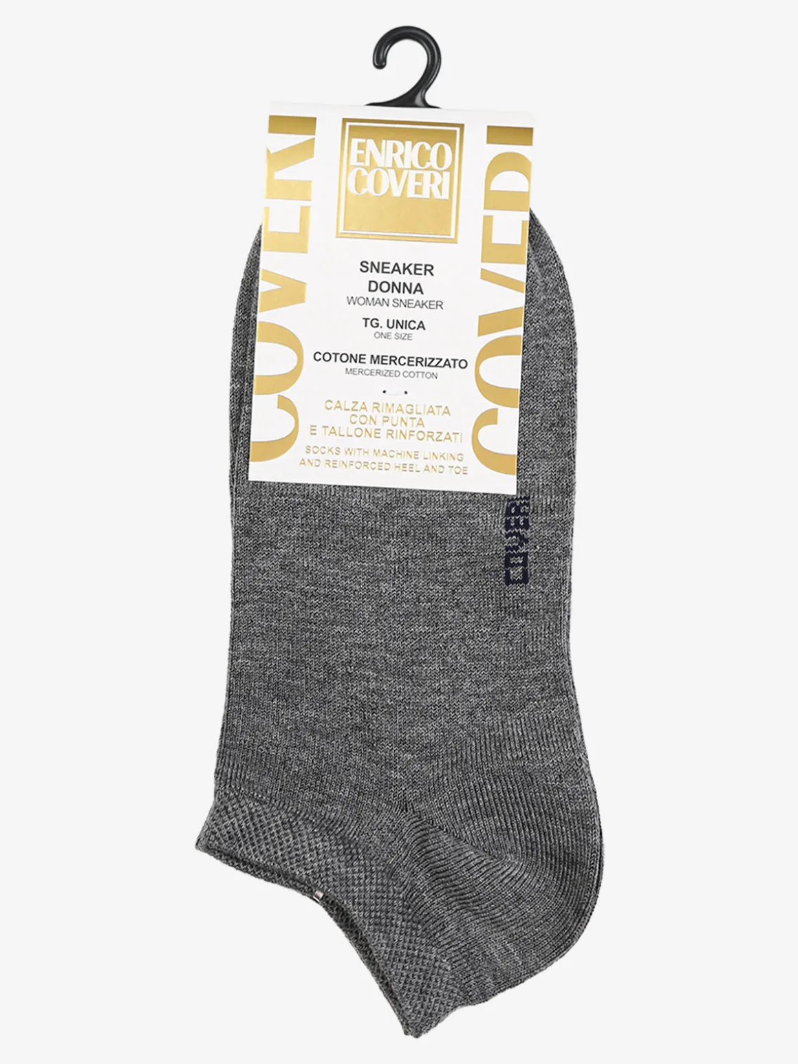 Enrico Coveri Calze corte sneaker da donna in cotone mercerizzato - grigio