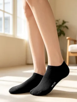 Enrico Coveri Calze corte sneaker da donna in cotone mercerizzato - nero