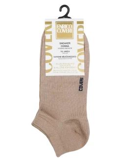 Enrico Coveri Calze corte sneaker da donna in cotone mercerizzato - khaki