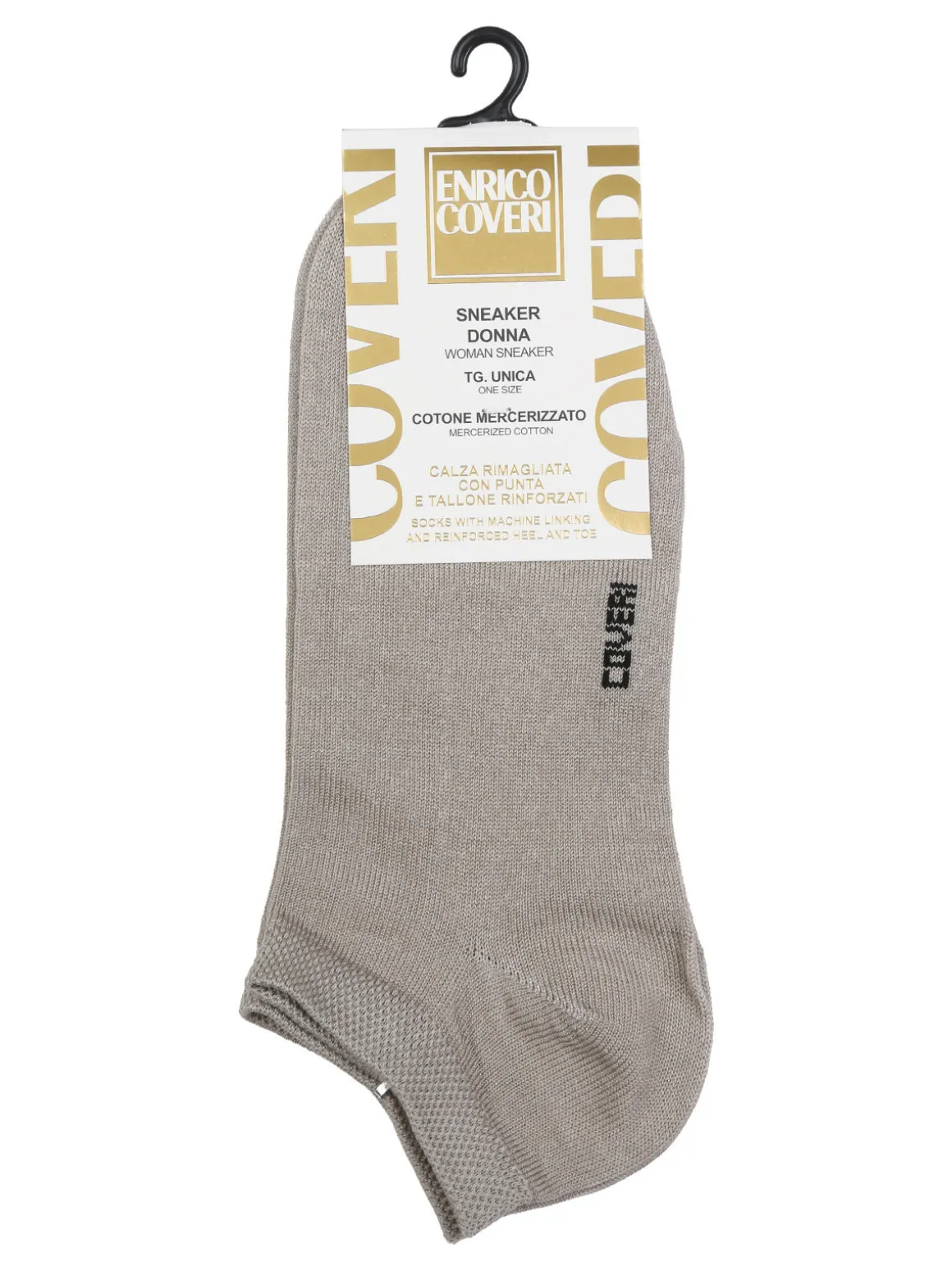 Enrico Coveri Calze corte sneaker da donna in cotone mercerizzato - fango