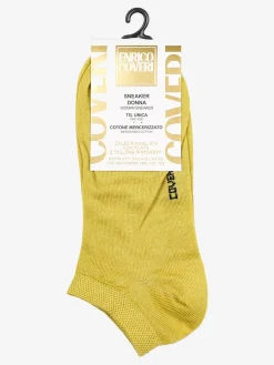 Enrico Coveri Calze corte sneaker da donna in cotone mercerizzato - limone