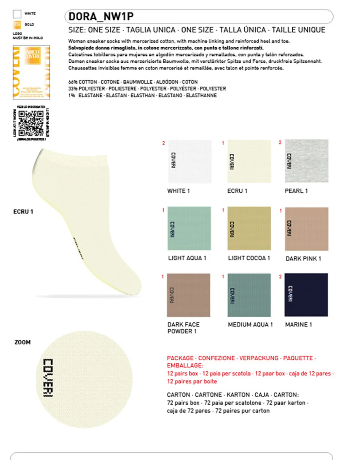 Enrico Coveri Calze corte sneaker da donna in cotone mercerizzato - bianco