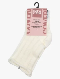 Enrico Coveri Calze donna midi in cotone mercerizzato - panna