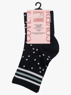 Enrico Coveri Calze donna midi a pois - blu scuro