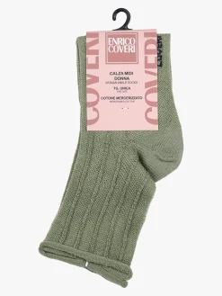 Enrico Coveri Calze donna midi in cotone mercerizzato - verde chiaro