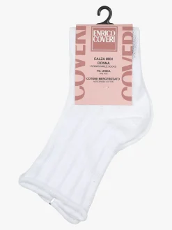 Enrico Coveri Calze donna midi in cotone mercerizzato - bianco
