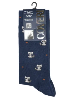 Enrico Coveri Calze lunghe da uomo in caldo cotone con stampe - blu