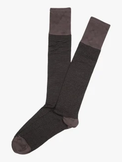 Enrico Coveri Calze lunghe da uomo in cotone mercerizzato a righe sottili - khaki
