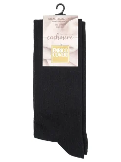 Enrico Coveri Calze lunghe da uomo in misto cashmere - nero